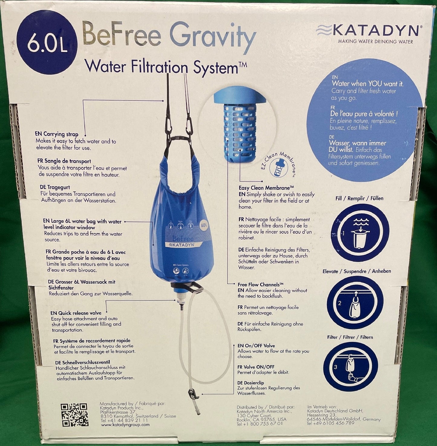 Katadyn BeFree Gravity 6.0L Collapsible Reservoir System 8020859