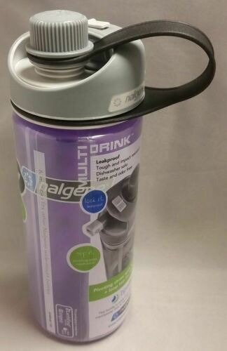 Nalgene Multidrink 20oz Purple Bottle w/Gray Cap BPA-Free Wide/Narrow/Straw Lid