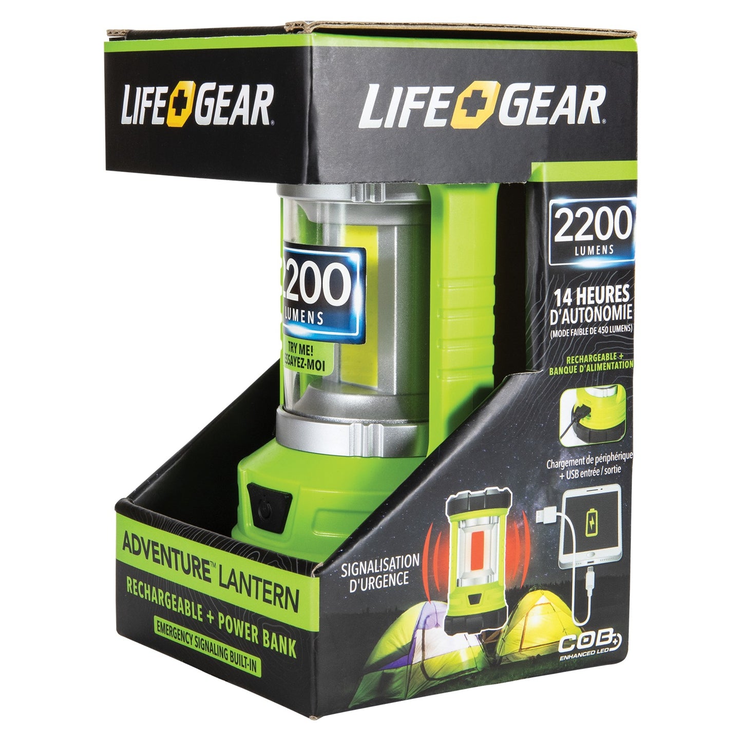 Life Gear 2,200-Lumen USB Rechargeable Lantern and Power Bank 41-3992