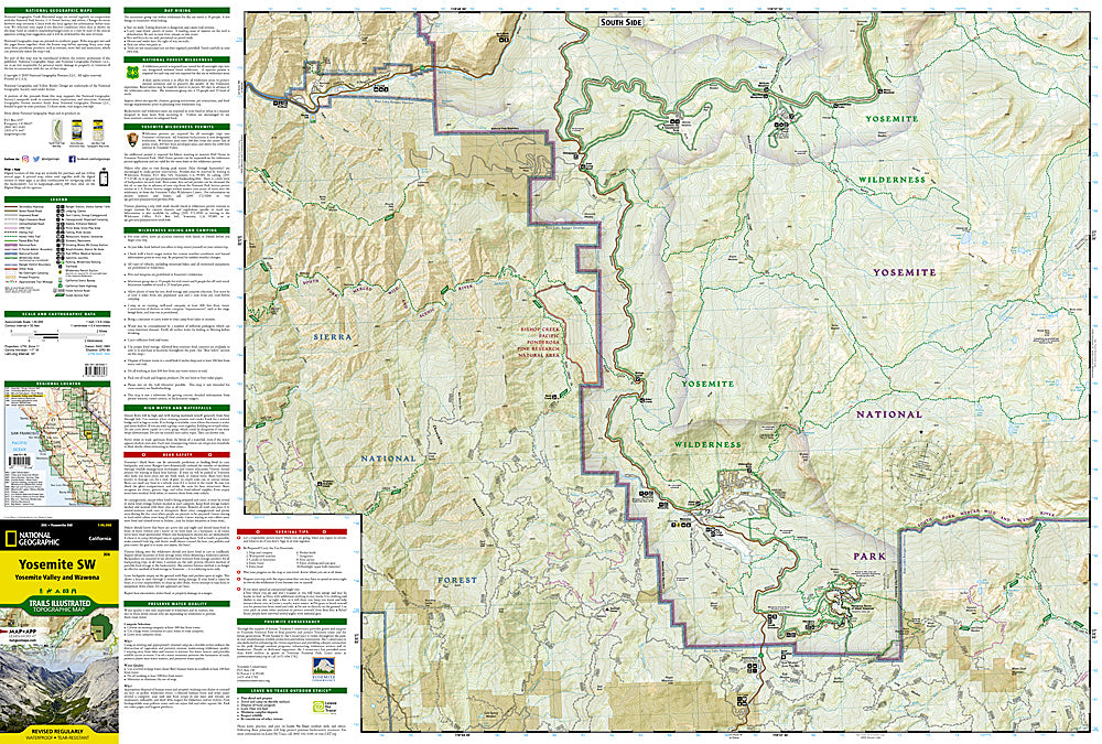 National Geographic Trails Illustrated CA Yosemite NP SW Valley & Wawona Map TI00000306