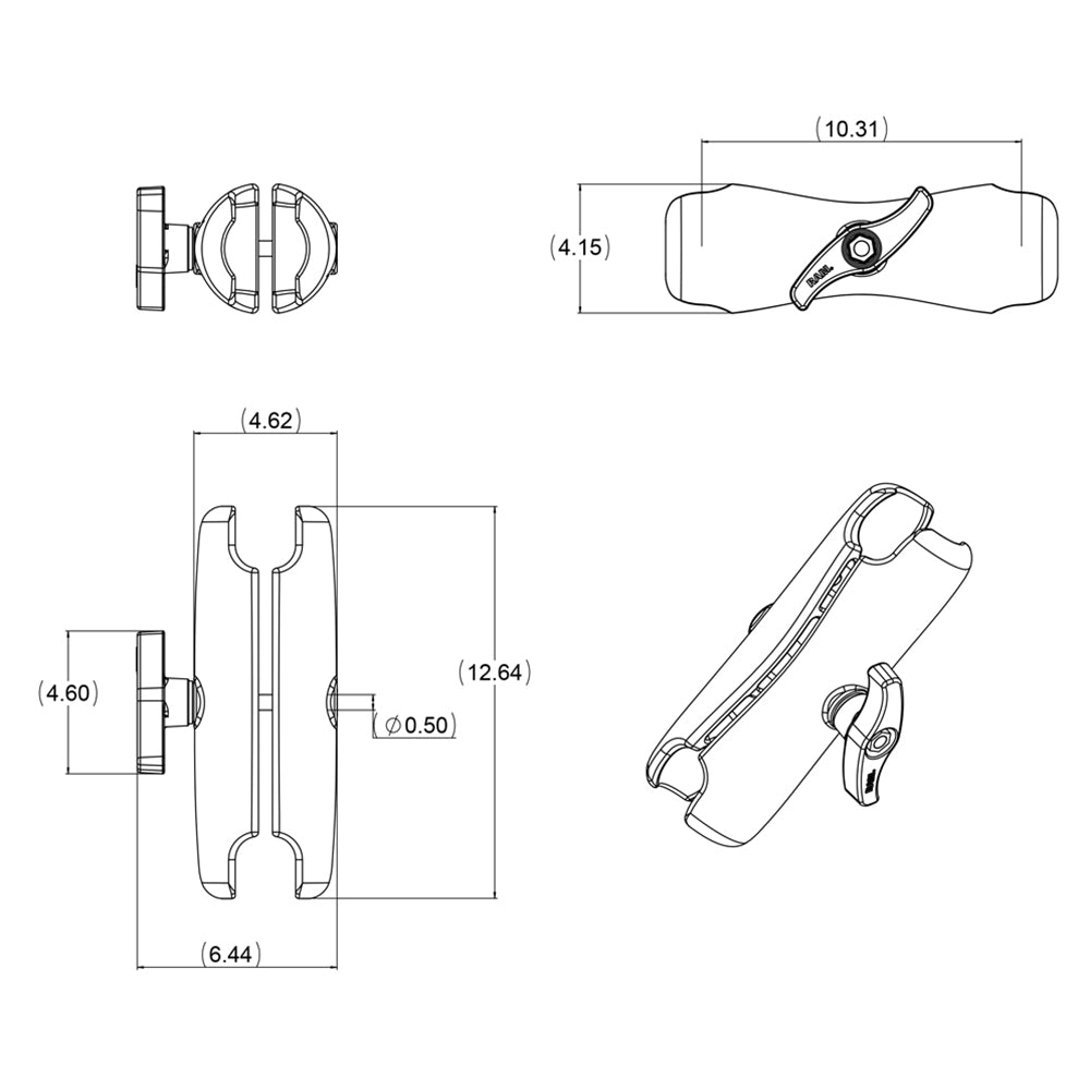 RAM Mount Double Socket Arm f/3.38" E Size Ball Bases [RAM-E-201U]