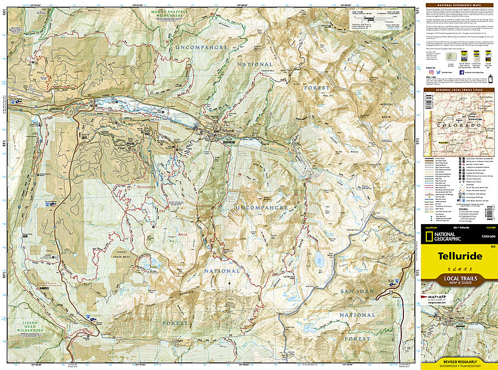 National Geographic Trails Illustrated Telluride CO Local Trails Map & Guide TI00000603