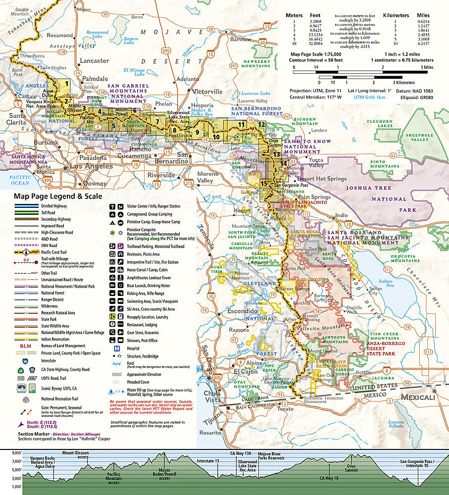 National Geographic Pacific Crest Trail CA San Gabriel Bernardino Topo Map Guide TI00001011