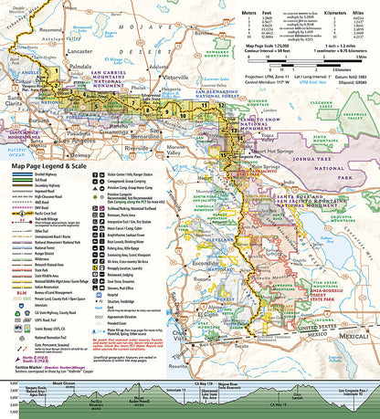 National Geographic Pacific Crest Trail CA San Gabriel Bernardino Topo Map Guide TI00001011