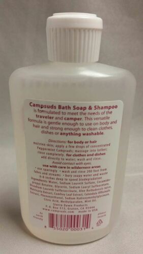 Sierra Dawn Campsuds Camp Soap 4oz Biodegradable Bath / Shampoo Peppermint