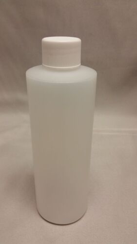 Cylinder Round Ultralight HDPE Plastic Storage Bottle w/Lid 8oz Natural