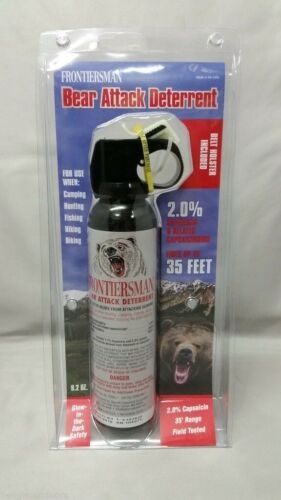 Sabre Frontiersman Bear Spray 9.2oz w/Belt Holster Maximum Strength 35' Rng