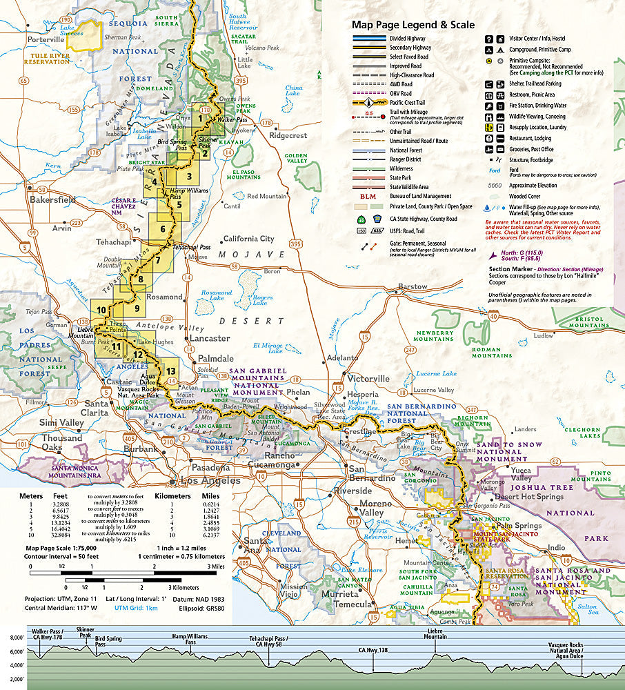 National Geographic TI Pacific Crest Trail CA Scodie Piute Mtns Topo Map Guide TI00001010