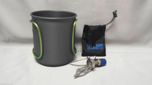 Olicamp Ion Micro Titanium Ultralight Gas Stove & Alum Space Saver Mug Combo