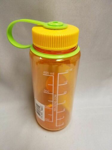 Nalgene Wide Mouth 16oz Loop Top Water Bottle Clementine w/Orange Lid BPA Free