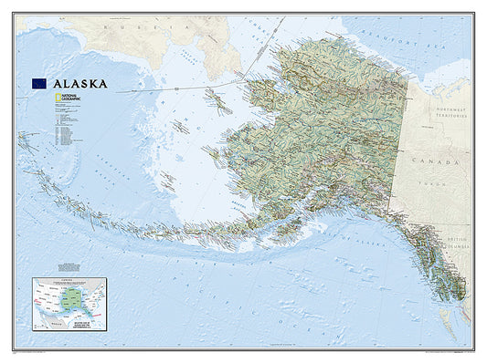 National Geographic Alaska AK State Wall Map Plastic Tubed RE01020588