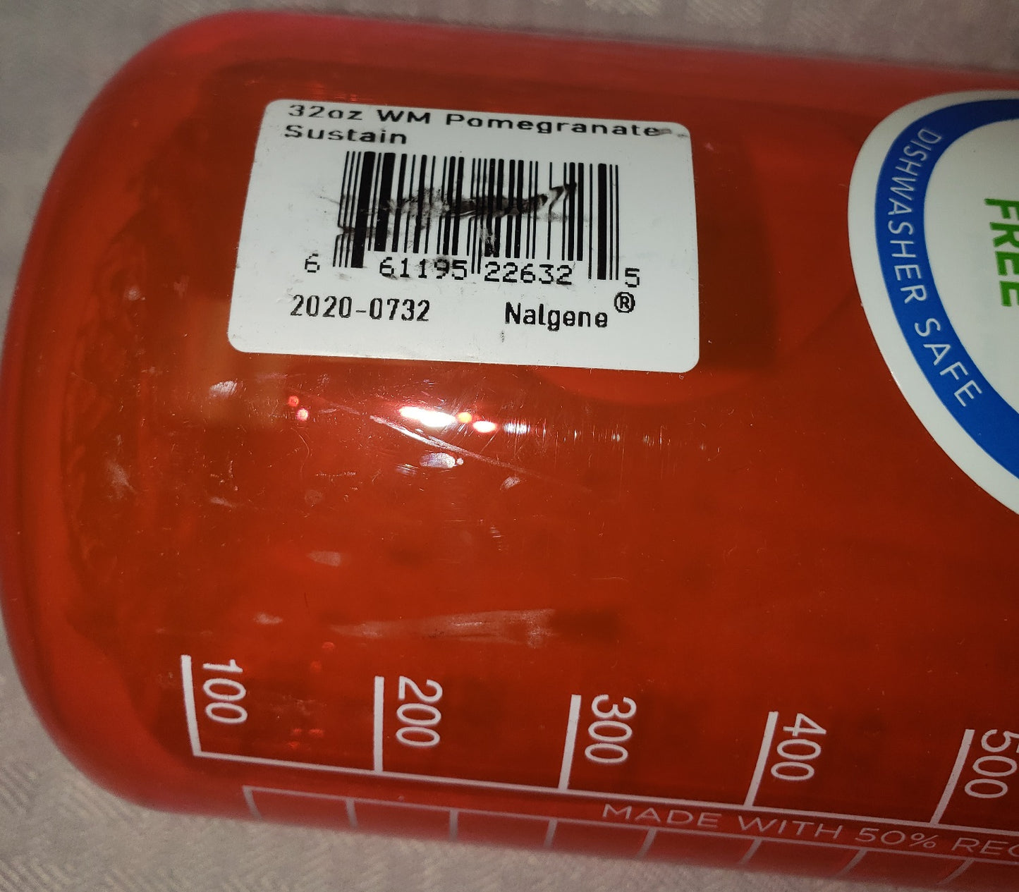 Nalgene Wide Mouth 32 oz Sustain Bottle Pomegranate 2020-0732
