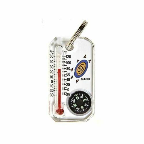 Sun Therm-O-Compass Thermometer Compass Zipper-Pull Temperature Hunting 802