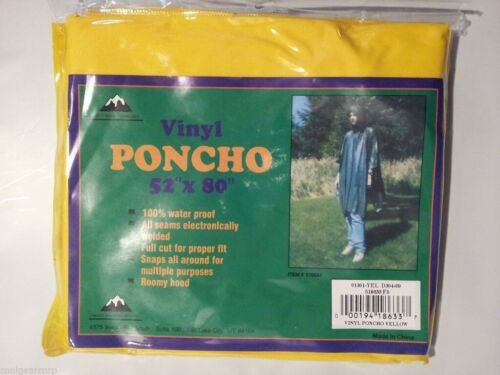 Liberty Mountain Waterproof Vinyl Rain Poncho Yellow 52" x 80" Survival