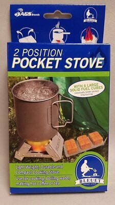 AGS Bleuet Backpacking/Camping Pocket Stove w/6 Large Solid Fuel Cubes/Tablets