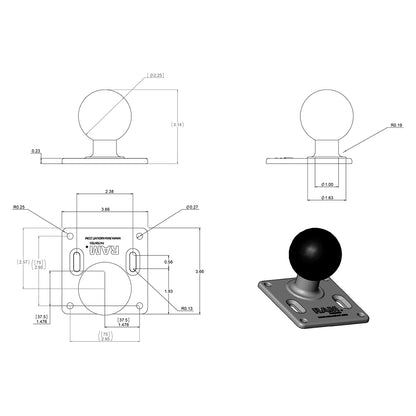 RAM Mount 75mm x 75mm VESA 3.625" Plate w/2.25" D Size Ball [RAM-D-2461U]