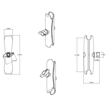 RAM Mount Long Double Socket Arm f/2.25" Ball Bases [RAM-D-201U-E]