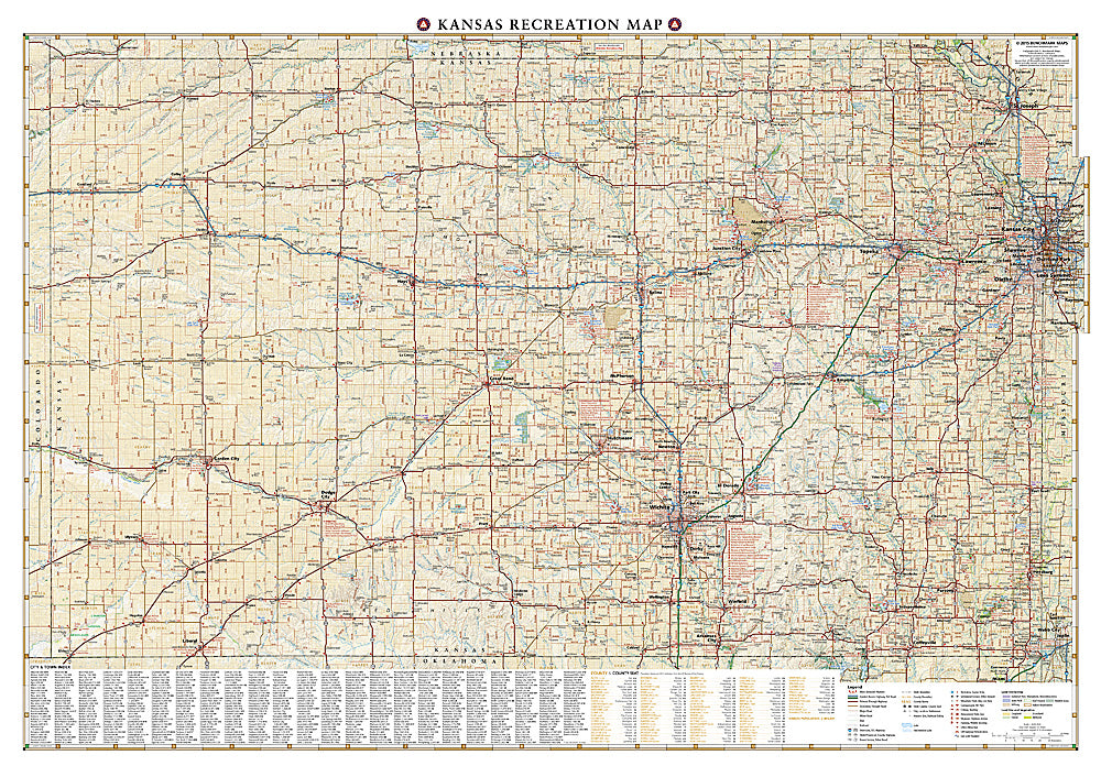 National Geographic Benchmark Kansas KS Recreation Map BE0BENKSRM