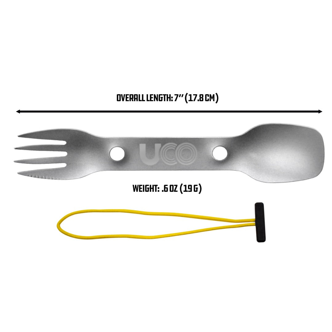 UCO Titanium Utility Spork Fork-Spoon-Knife Combo Utensil w/Tether F-SP-TI