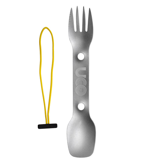 UCO Titanium Utility Spork Fork-Spoon-Knife Combo Utensil w/Tether F-SP-TI