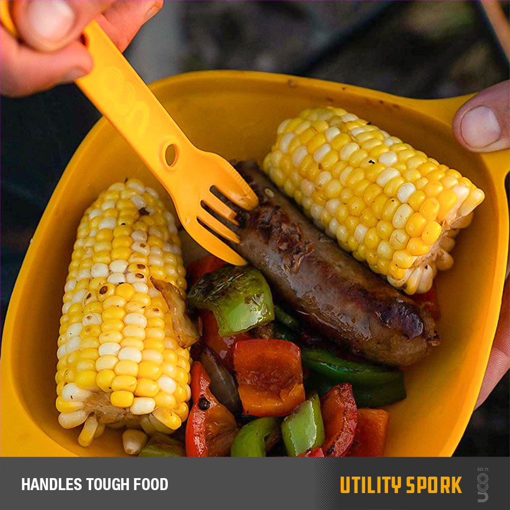 UCO Utility Spork Fork-Spoon-Knife Combo 7'' Utensil Cascadian Gold F-SP-UT-BULK