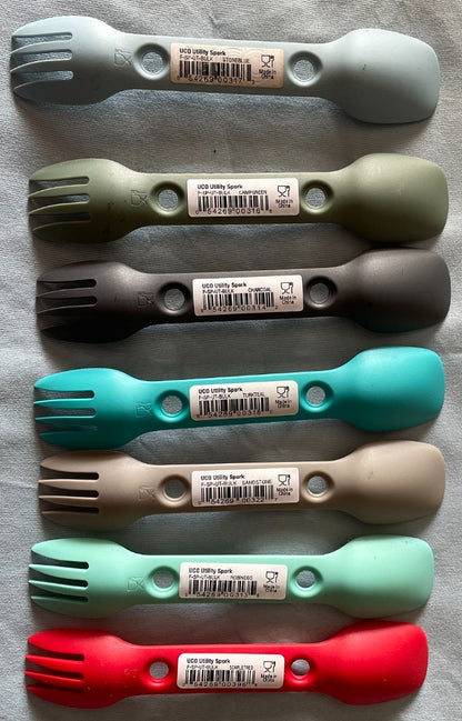 UCO Utility Spork Fork-Spoon-Knife Combo 7'' Utensil Camp Green F-SP-UT-BULK