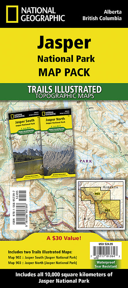 National Geographic Canada Jasper Nat'l Park Map Pack Bundle TI01021195B