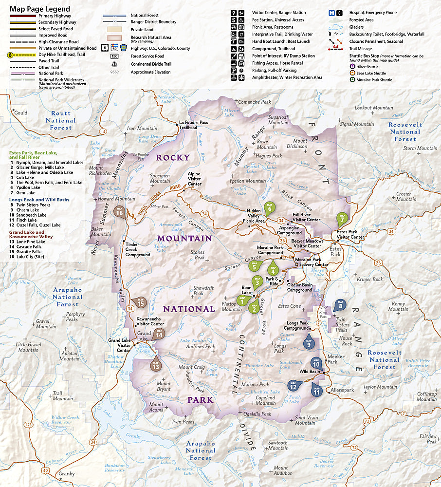 National Geographic TI Rocky Mountain National Park Day Hikes Topo Map Guide TI00001701