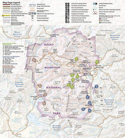 National Geographic TI Rocky Mountain National Park Day Hikes Topo Map Guide TI00001701