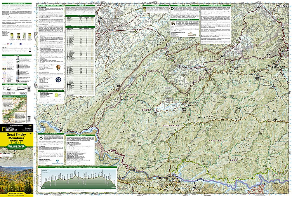 National Geographic Trails Illustrated TN/NC Great Smoky Mtns Nat Park Map TI00000229