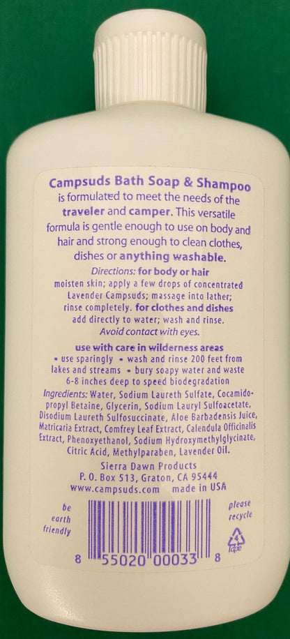 Sierra Dawn Campsuds Camp Soap 4oz Biodegradable Bath / Shampoo Lavender