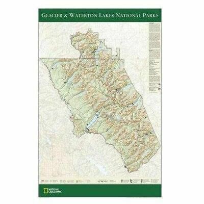 National Geographic Glacier & Waterton Lakes NP Wall Map 24" x 36" Tubed
