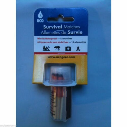 UCO Survival Stormproof Match Kit Clear Matchbox w/15 Waterproof Matches & Case