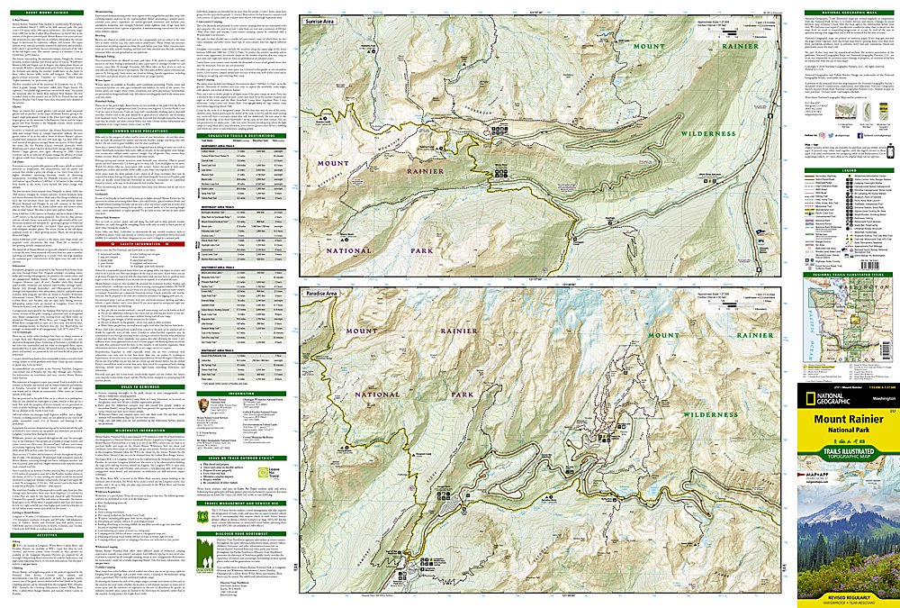 National Geographic Trails Illustrated WA Mount Rainier National Park Map TI00000217