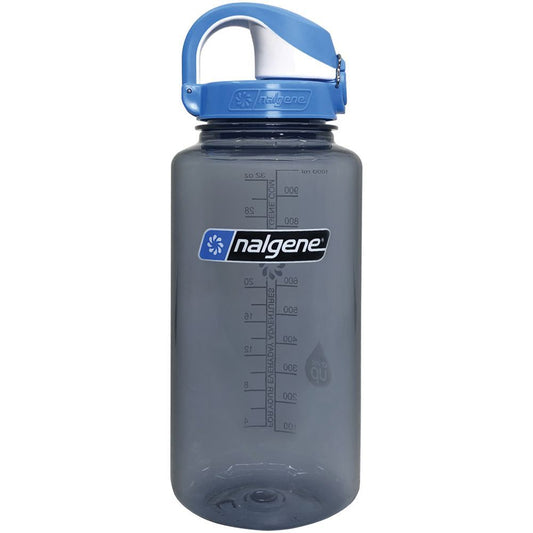 Nalgene Sustain On The Fly 32 oz Water Bottle Gray w/Blue OTF Cap