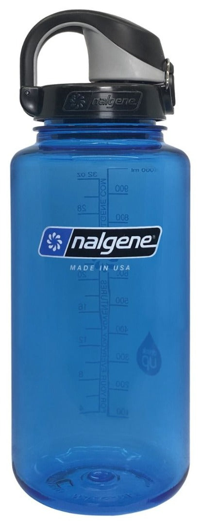 Nalgene Sustain On The Fly 32 oz Water Bottle Slate Blue w/Black OTF Cap