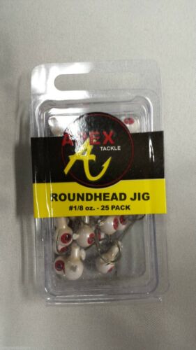 Apex Jig Heads 1/8 oz White / Red Roundhead Fishing Lure 25 Pack AP18-25-5