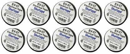 Shurtape Black Electrical Tape--UL Listed, 7 mil, 3/4"x22 Yds (66 Feet) 10-Rolls