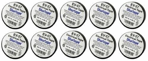 Shurtape Black Electrical Tape--UL Listed, 7 mil, 3/4"x22 Yds (66 Feet) 10-Rolls