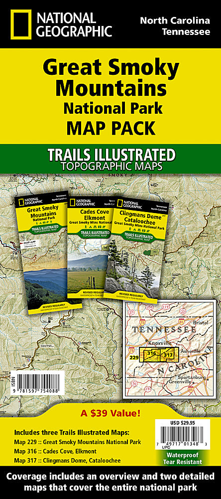 National Geographic TN/NC Great Smoky Map Bundle TI01020586B