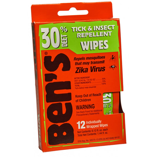 Ben's 30% DEET Wilderness Repellent Wipes 12-Pack 0006-7085