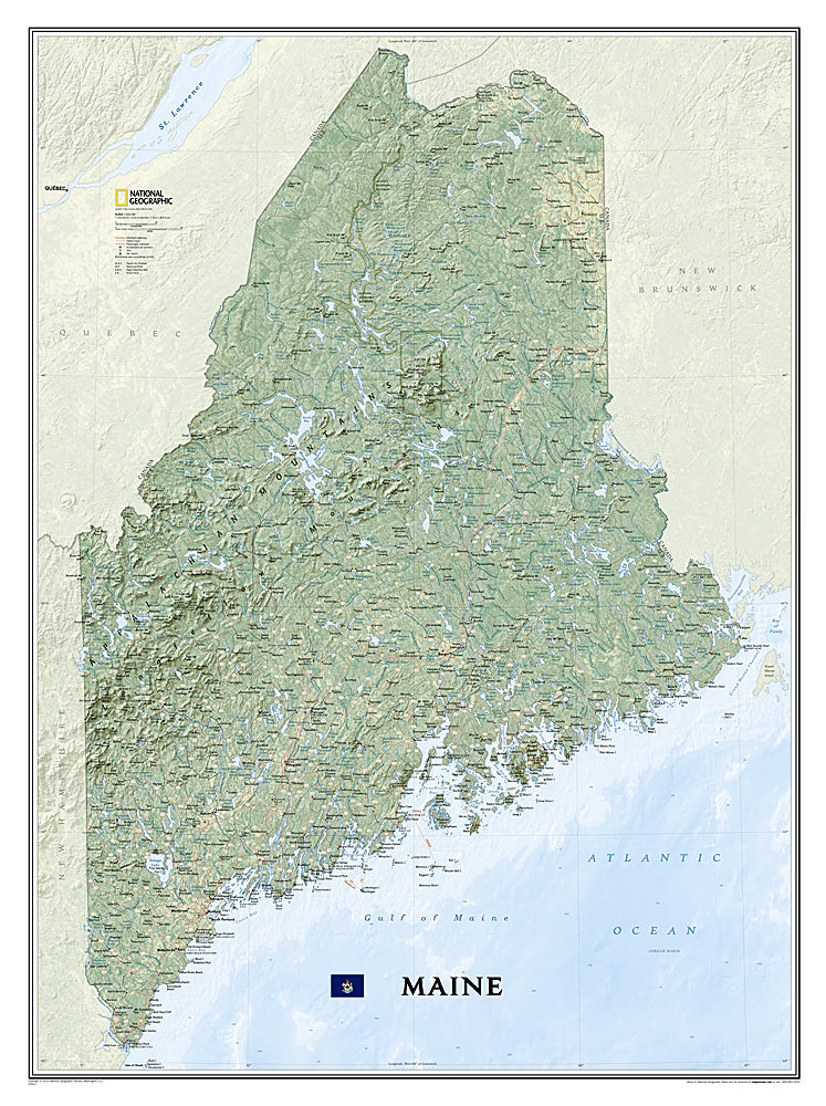 National Geographic Wall Map Maine ME Laminated RE01020523