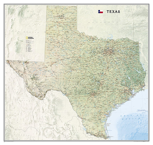 National Geographic Texas TX Wall Map Plastic Tubed 40.75" x 38.5" RE01020409