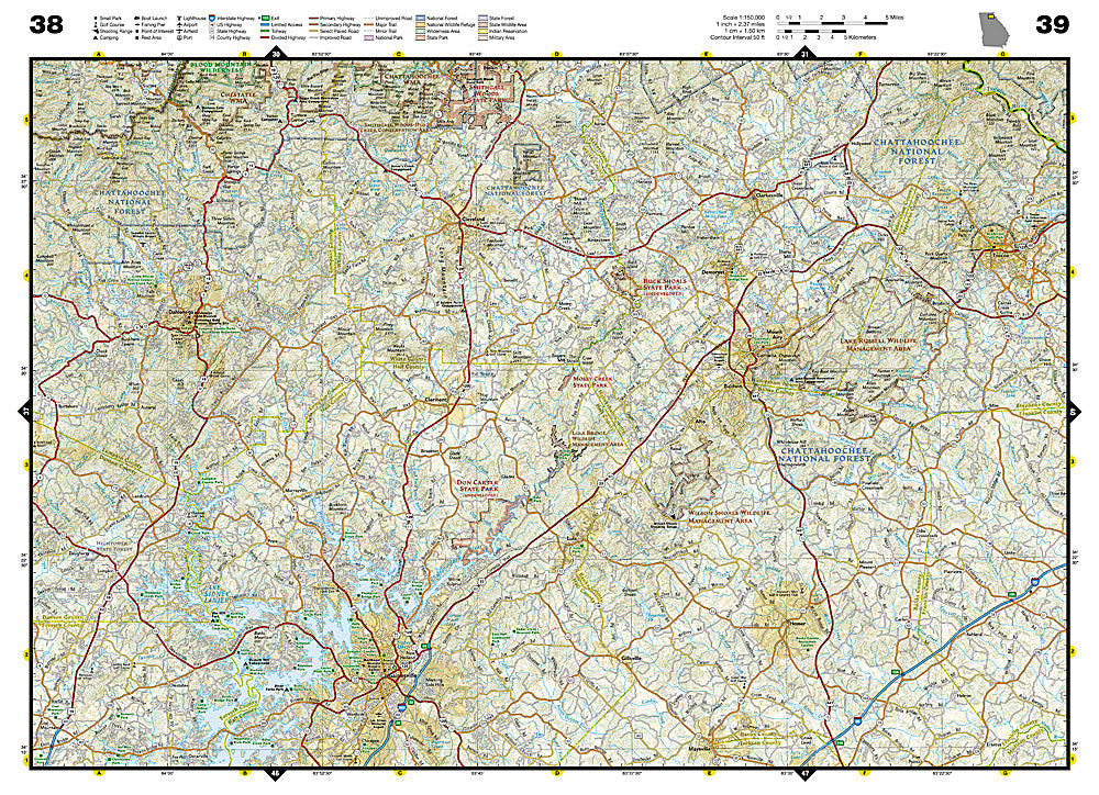 National Geographic Georgia GA Recreation Atlas Map Road & Topo Maps ST01020700