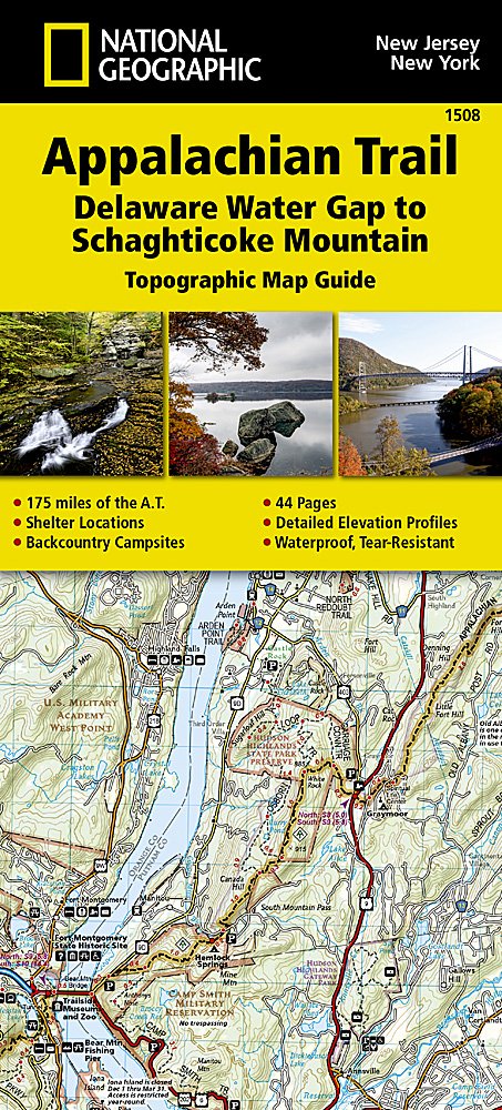 National Geographic Appalachian Trail Map NJ NY DE Water Gap-Schaghticoke TI00001508