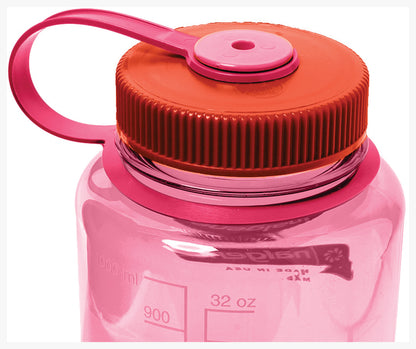 Nalgene Wide Mouth Sustain 32 oz Bottle Flamingo Pink w/Red Cap