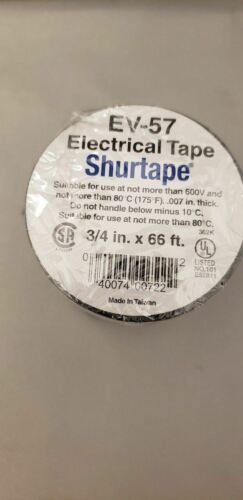 Shurtape Black Electrical Tape--UL Listed, 7 mil, 3/4"x22 Yds (66 Feet) 10-Rolls