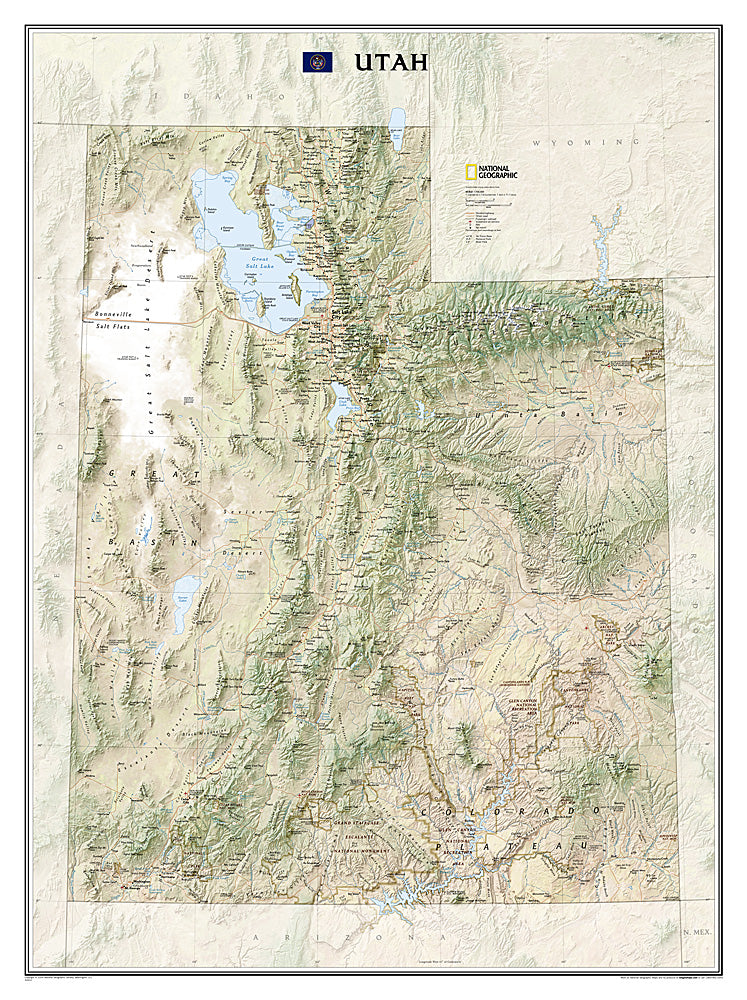 National Geographic Utah UT Wall Map Standard 40.5" x 30.25" RE01020411