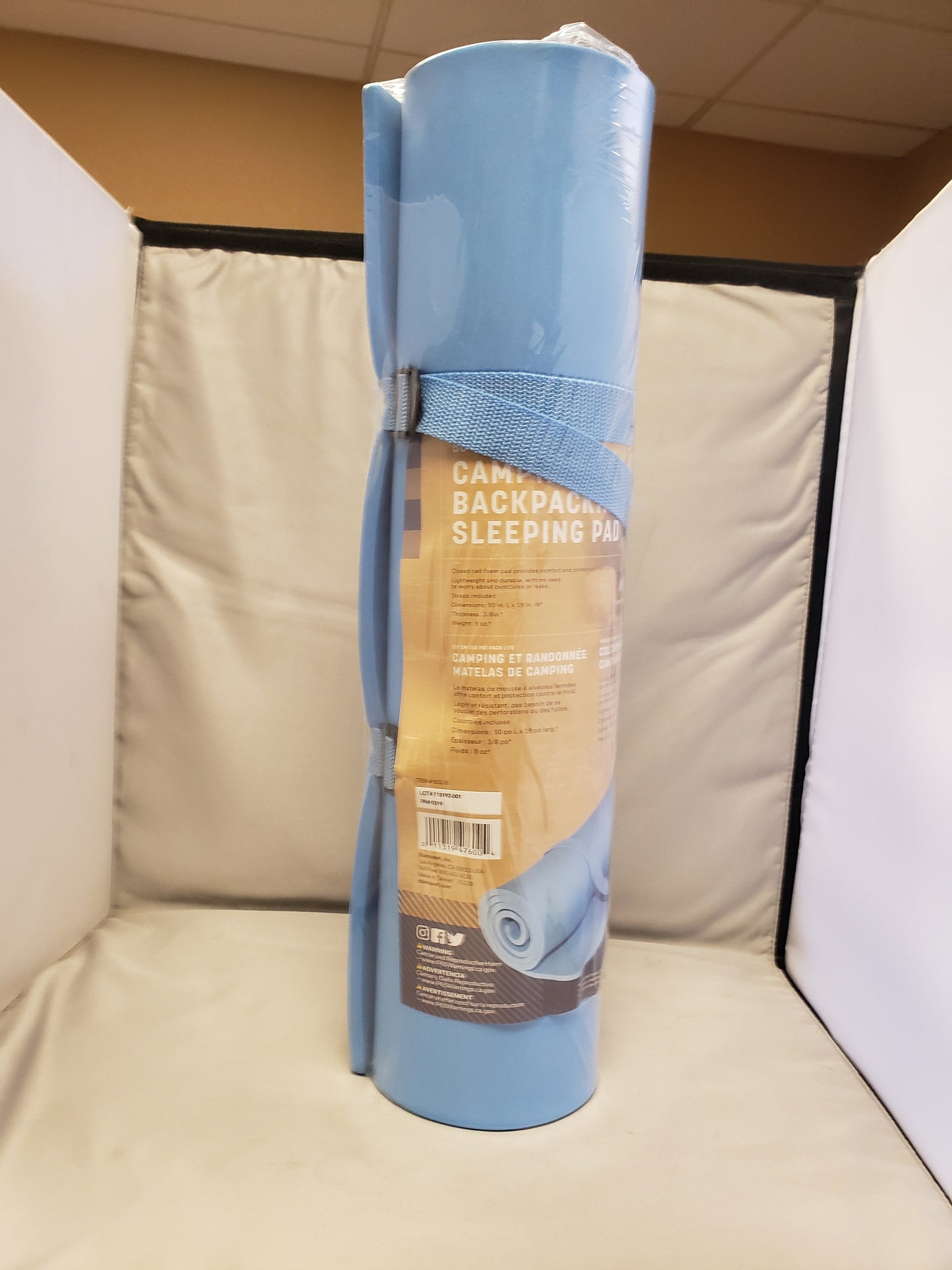 Stansport Pack-Lite Short Sleeping Pad Blue Closed-Cell Foam w/Straps 50x19x3/8" 502-B