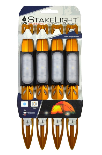 UCO StakeLight 17-Lumen LED Lighted Tent/Tarp Stakes 4-Pack Gold Color ML-SL4PK